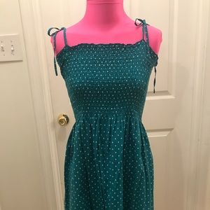 Teal and white  polka dot dress